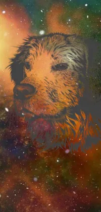 This live wallpaper features a striking digital painting of a bear against a backdrop of space