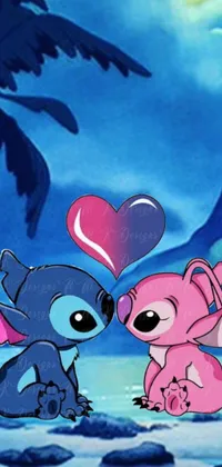 Looking for an adorable and romantic live wallpaper for your phone? Check out this cute design featuring two cartoon characters standing close to each other