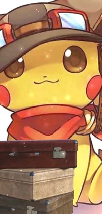 This phone live wallpaper showcases a charming, cartoonish rendition of Pikachu, the popular character from the Pokémon franchise