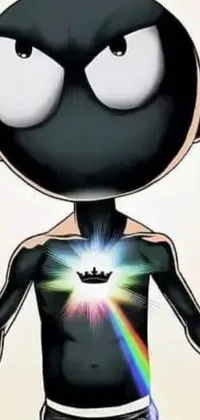 Introducing a striking phone live wallpaper in a cartoon style, featuring a brightly illuminated character with a powerful glow emanating from their chest
