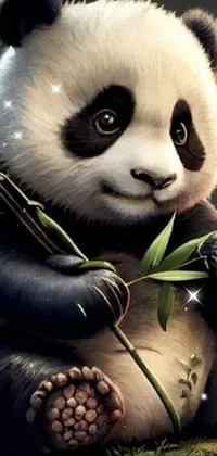 Panda Vertebrate Black Live Wallpaper