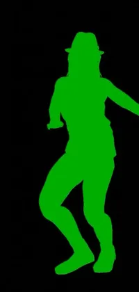 This stunning phone live wallpaper features a vibrant green silhouette of a female skateboarder in mid-motion