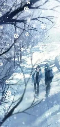 People In Nature Twig Snow Live Wallpaper