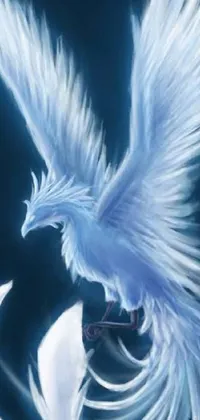 This stunning phone live wallpaper depicts a beautiful white bird soaring through the air