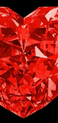 This stunning phone live wallpaper features a diamond heart in a vibrant red