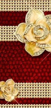 Decorate your phone screen with a spectacular live wallpaper which features two gold roses surrounded by lustrous pearls