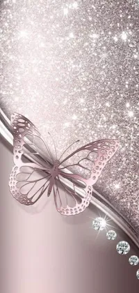 Looking for a wallpaper that exudes glamor and sophistication? Look no further than this stunning live wallpaper! Featuring a luxurious pink and silver background with a beautiful butterfly illustration at the center, this wallpaper is sure to catch your eye