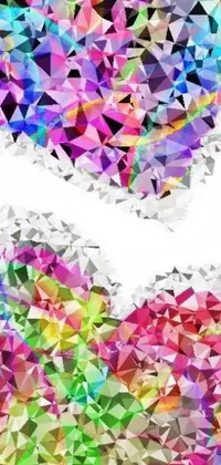 Enhance your phone screen with this stunning live wallpaper of a heart made out of triangles