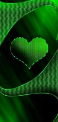 This phone live wallpaper design showcases a stunning green background with cute hearts in pink and red
