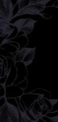 This phone live wallpaper showcases a close-up of an indigo and black flower on a black background, with a vintage art nouveau aesthetic