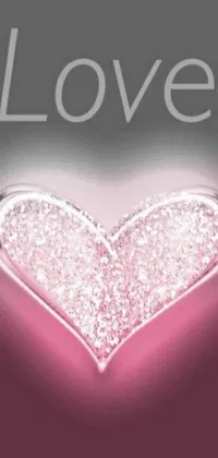 This phone live wallpaper features a pink heart with the word "love" in digital rendering