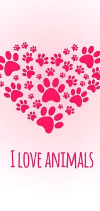 Looking for a fun animal-themed live wallpaper for your phone? Check out this heart-shaped design, made up of adorable paw prints and the phrase "I love animals