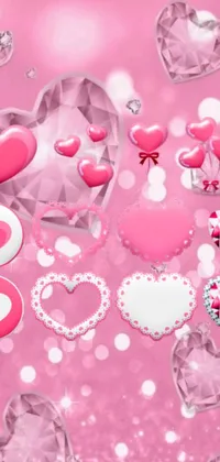 If you're looking for a cute and playful live wallpaper for your phone, look no further than this pink heart design