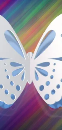 Enjoy the beauty of nature with this stunning phone live wallpaper featuring a gorgeous white butterfly perched on a colorful background crafted with detailed vector art