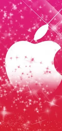 This stunning phone live wallpaper features a brilliant close up of the iconic apple logo set against a vibrant pink background