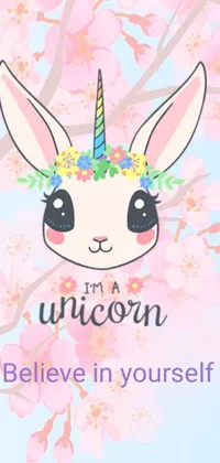 This phone live wallpaper features a playful and whimsical design of a unicorn with the words "i'm a unicorn believe in yourself