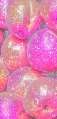 This live wallpaper features a pink donut pile inspired by digital art and tumblr