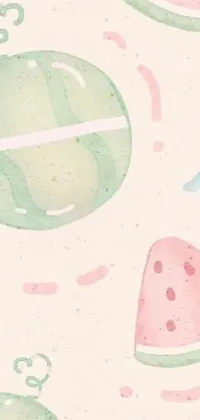 This lively phone live wallpaper features a watermelon and a slice of watermelon on a sweet pink background