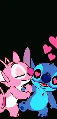 This is a stunning phone live wallpaper that features two adorable cartoon characters standing side by side