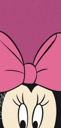 This live phone wallpaper features a cute Minnie Mouse with a pink bow, designed in pop art style by Disney