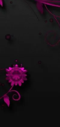 This phone live wallpaper features a beautiful and vibrant purple flower set against a sleek black background, created using digital art techniques