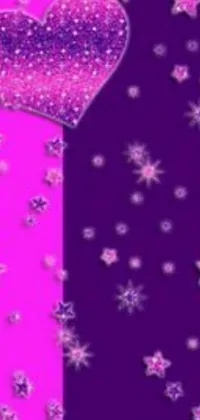 Looking for a fun and vibrant live wallpaper for your phone? Check out this Y2K-inspired design with a pink and purple gradient background, sparkling stars and a heart-shaped design in the center