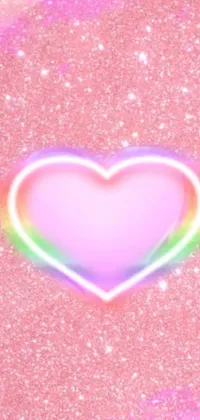 This live wallpaper features a beautifully designed heart with holographic rainbow colors inspired by kawaii style