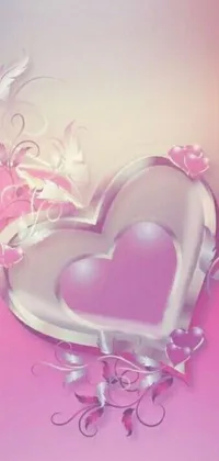 This phone live wallpaper features a beautiful heart-shaped object on a pastel pink background, making it the perfect addition to any romantic's phone display