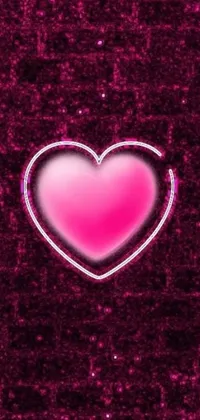 This dynamic phone live wallpaper showcases a vibrant pink heart with glitter details on a deep purple background