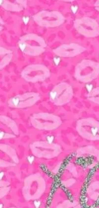 This live wallpaper features a beautiful pink background adorned with cute heart graphics in a range of shades