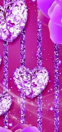 This phone live wallpaper showcases a beautiful and vibrant design featuring flowers and hearts on a soft pink background