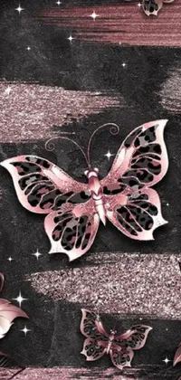 This live wallpaper depicts a striking close-up of a butterfly and flowers