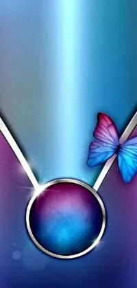 This phone live wallpaper features a stunning metallic phone with a butterfly perched on it