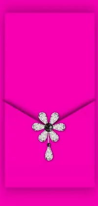 This phone live wallpaper features a stunning pink square with a diamond cross on a flower background