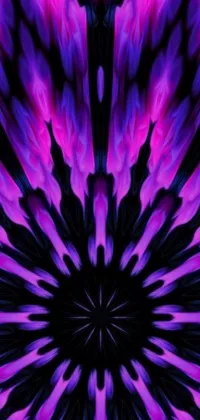 This phone live wallpaper boasts a striking abstract illusionism design of a purple and black flower