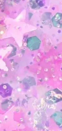 Get a stunning phone live wallpaper featuring a sparkling magical girl, colorful mold, and starships on a pink and purple Tumblr background
