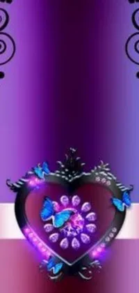 This live wallpaper features a purple and black color scheme with a captivating heart design in the center