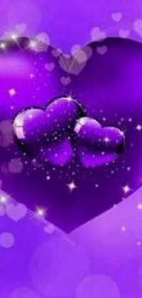 Get lost in the beauty of this adorable phone live wallpaper featuring a lovely purple heart with sweet hearts sprinkled throughout