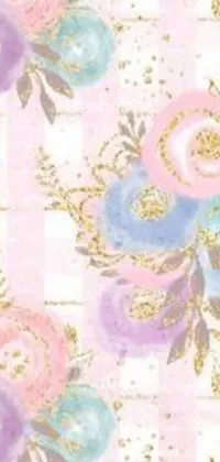 Spruce up your phone screen with this exquisite live wallpaper featuring a close-up of a fabric with colorful flowers