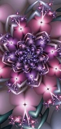 Enhance your phone's screen with a 3D fractal digital art live wallpaper featuring a close-up of a beautiful baroque flower