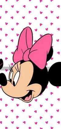 This phone live wallpaper features Minnie Mouse, a beloved cartoon character with a pink bow on her head