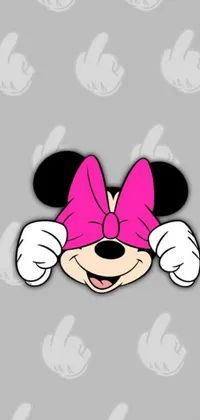 This striking phone live wallpaper features a trendy pop art style Minnie Mouse giving the middle finger