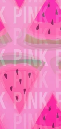 This vibrant phone live wallpaper features slices of watermelon set against a pink background