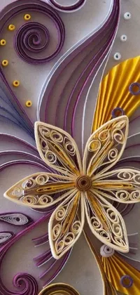 This purple and gold paper flower live phone wallpaper is a stunning creation by a talented artist