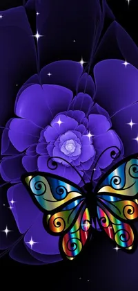 Petal Purple Butterfly Live Wallpaper