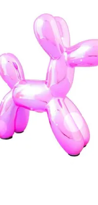 This captivating phone live wallpaper features a cute pink balloon dog on a pure white background, bringing a cartoonish charm to your phone screen