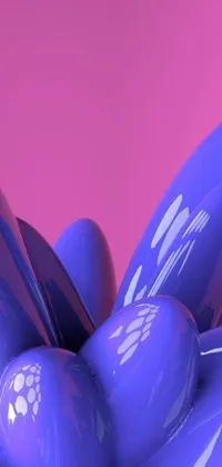 This lively phone live wallpaper showcases a close-up view of beautiful purple balloons in 3D