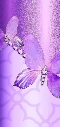This purple phone live wallpaper showcases two beautiful butterflies in a digital art piece