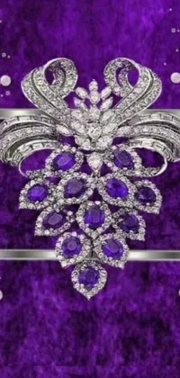 This phone live wallpaper showcases a magnificent purple background adorned with diamonds and pearls, created by a talented designer
