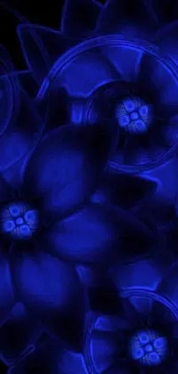 This stunning <a href="/">digital wallpaper</a> features a bunch of vibrant blue flowers against a bold black background